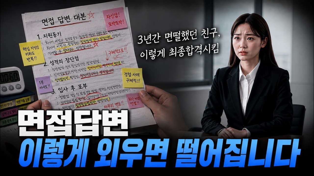 면접 답변 외우는 방법 | 키워드 두개만 준비하세요!